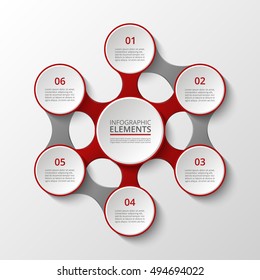 Infographics template. Metaball for diagram, graph, presentation and chart. Business concept with 6 options, parts, steps or processes. Business team. Abstract scheme of mlm.