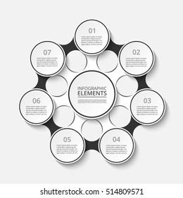 Infographics template. Metaball for diagram, graph, presentation and chart. Business concept with 7 options, parts, steps or processes.