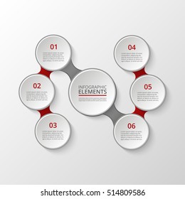 Infographics template. Metaball for diagram, graph, presentation and chart. Business concept with 6 options, parts, steps or processes.