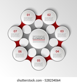Infographics template. Metaball for diagram, graph, presentation and chart. Business concept with 7 options, parts, steps or processes.