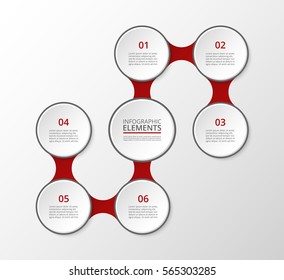 Infographics template. Metaball for diagram, graph, presentation and chart. Business concept with 6 options, parts, steps or processes.