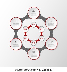 Infographics template. Metaball for diagram, graph, presentation and chart. Business concept with 6 options, parts, steps or processes.