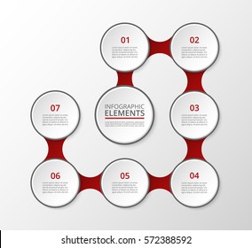 Infographics template. Metaball for diagram, graph, presentation and chart. Business concept with 7 options, parts, steps or processes.