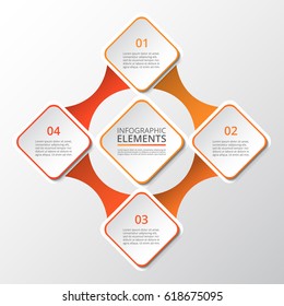Infographics template. Orange metaball for diagram, graph, presentation and chart. Business concept with 4 options, parts, steps or processes.