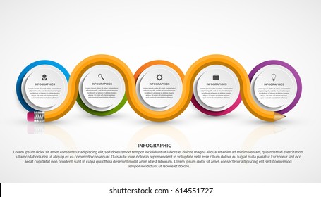 Infographics template with pencil. Infographics for business presentations or information banner. Vector illustration.