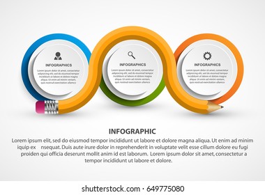 Infographics template with pencil. Infographics for business presentations or information banner.