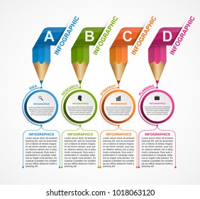 Infographics template with pencil. Can be used for education or business presentations, information banner.