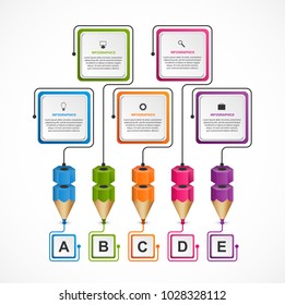Infographics template with pencil. Can be used for education or business presentations, information banner.