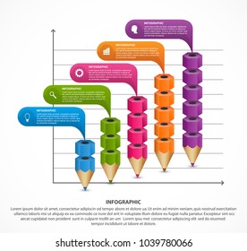 Infographics template with pencil. Can be used for education or business presentations, information banner.