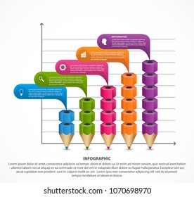 Infographics template with pencil. Can be used for education or business presentations, information banner.