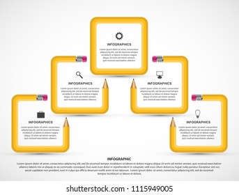 Infographics template with pencil. Can be used for education or business presentations, information banner.