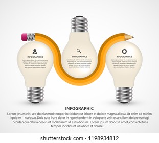 Infographics template with pencil. Can be used for education or business presentations, information banner.