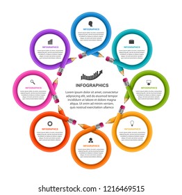 Infographics template with pencil. Can be used for education or business presentations, information banner.