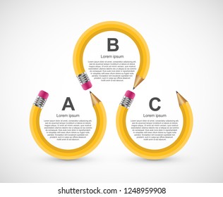 Infographics template with pencil. Can be used for education or business presentations, information banner.