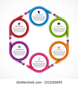 Infographics template with pencil. Can be used for education or business presentations, information banner.