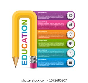 Infographics template with pencil. Can be used for education or business presentations, information banner.