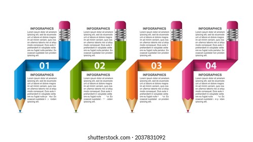 Infographics template with pencil. Can be used for education or business presentations, information banner.