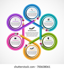 Infographics template with pencil. Can be used for education or business presentations, information banner.