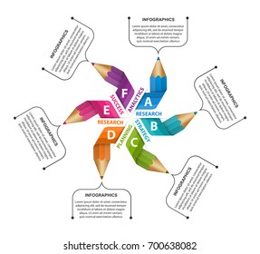 Infographics template with pencil. Can be used for education or business presentations, information banner