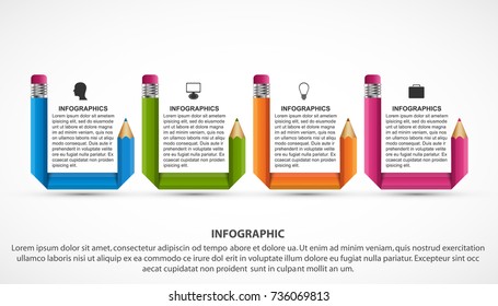 Infographics template with pencil. Can be used for education or business presentations, information banner