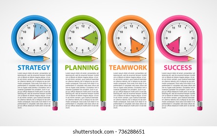Infographics template with pencil. Can be used for education or business presentations, information banner