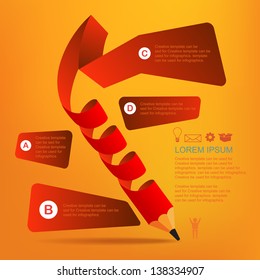 Infographics Template with pencil ribbon, vector illustration and design.