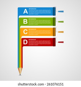 Infographics template with pencil and roller brush. Design template. Vector illustration.