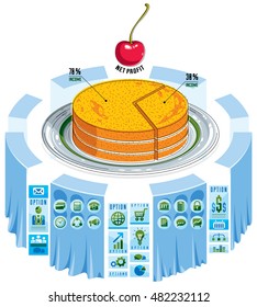 Infographics template, piece of pie idea, vector illustration.