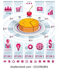 Infographics template, piece of pie idea,vector illustration.