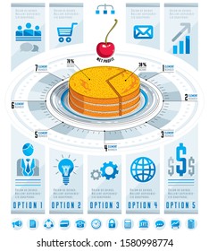 Infographics template, piece of pie idea,vector illustration.