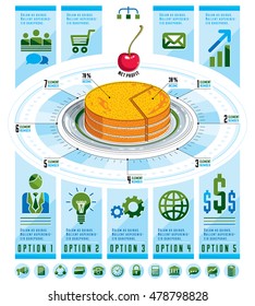 Infographics template, piece of pie idea,vector illustration.