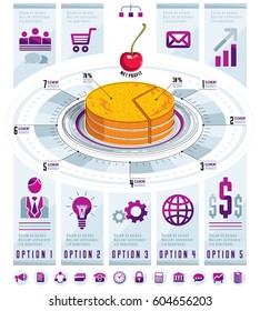 Infographics template, piece of pie idea,vector illustration.