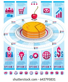 Infographics template, piece of pie idea,vector illustration.