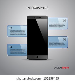 Infographics template with realistic smartphone.