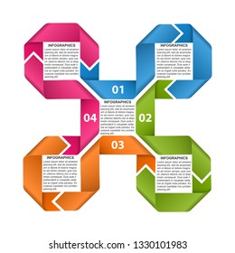 Infographics template with ribbons. Infographics for business presentations or information banner.