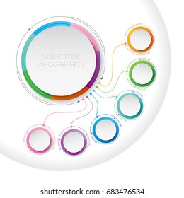 Infographics template with a six structure elements of business organization. Vector illustration