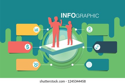 Infographics template or step chart diagram design for success business presentation Vector illustration