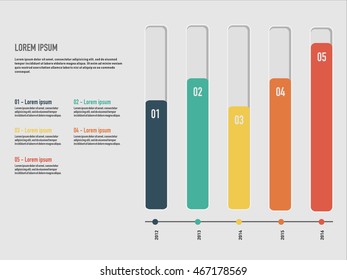 Infographics template with stepwise structure, 3d columns of growth