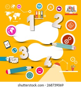 Infographics Template with Technology Icons on Yellow Background