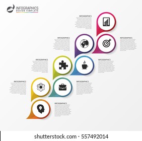 Infographics template. Timeline concept. Vector with 8 steps. Illustration