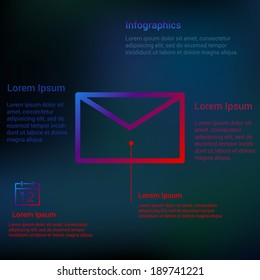 Infographics template for topic of mail, messages, news, communication. Icon illustration for presentation, web site or print. 