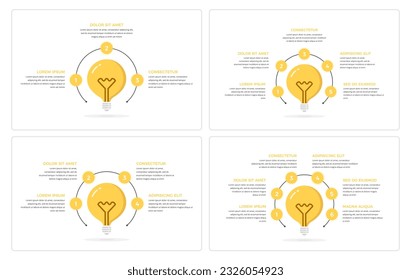 Infographics templates with bulbs and place for numbers and text around them, education or idea concept, vector eps10 illustration