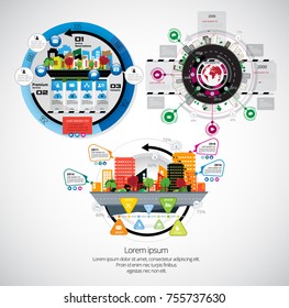 Infographics Templates with city background