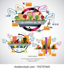 Infographics Templates with city background
