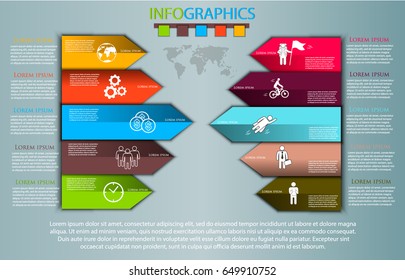 Infographics of ten lines with flat figures