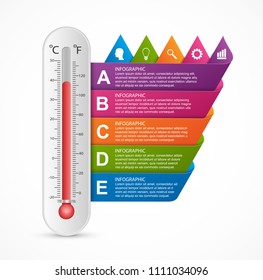 Infographics thermometer design template. Vector illustration.