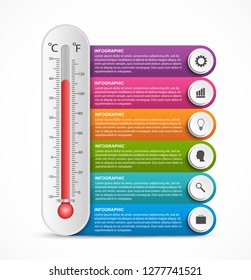 Infographics thermometer design template. Vector illustration.