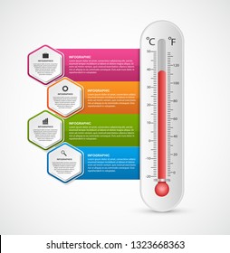 Infographics thermometer design template. Vector illustration.