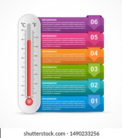 Infographics thermometer design template. Vector illustration.