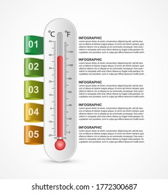 Infographics thermometer design template. Vector illustration.